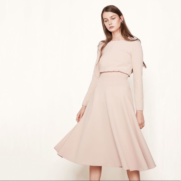 Maje Dresses & Skirts - MAJE Rumbana Smoked Midi Dress in Pale Pink